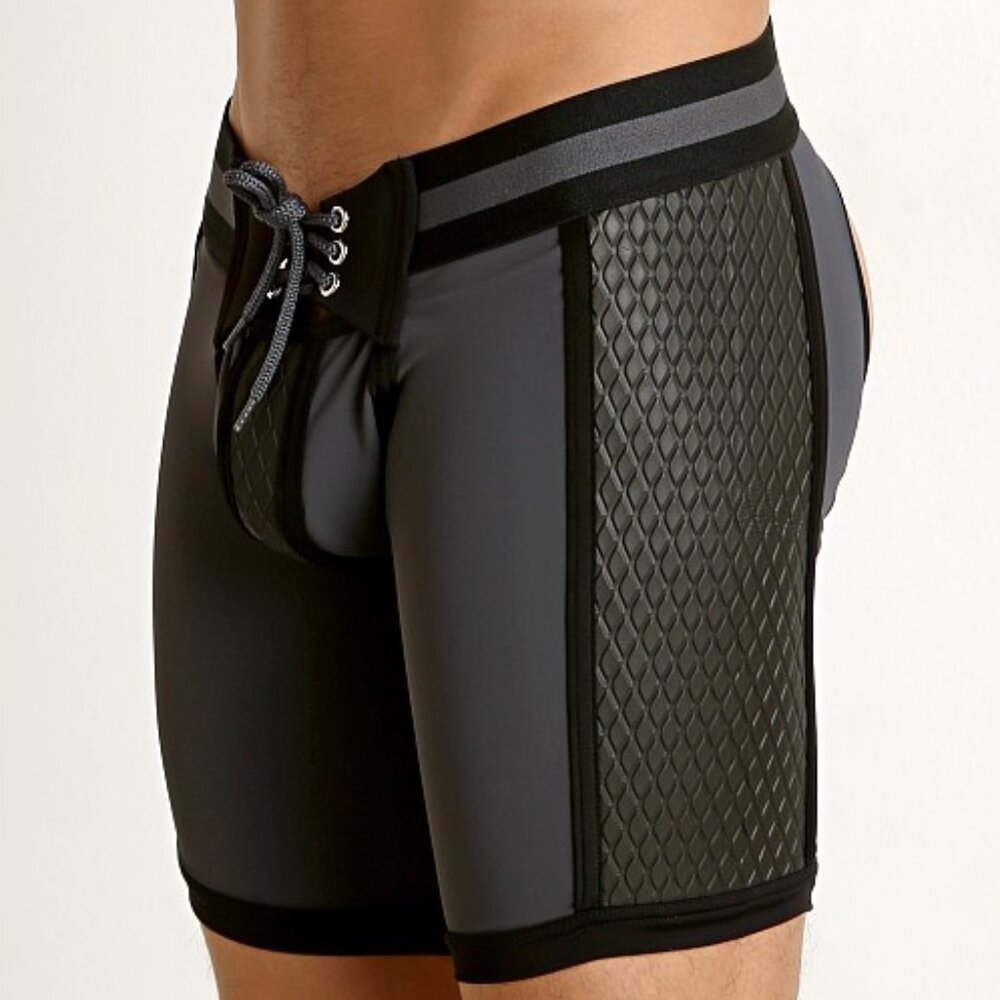 CBS099 Cell Block 13 Gridiron Neoprene Panel Backless Short Grey